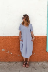 Vestido Alma multi cuello en v o redondo con bolsillos - Lavanda Valery